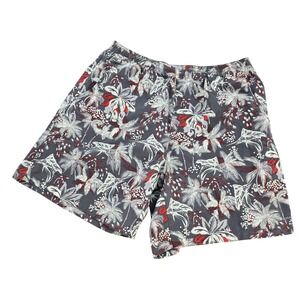 Columbia PFG Palm Print Swim Trunks Elastic Waist Tropical Shorts Large 8 Inseam